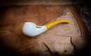 Smooth Special Handmade Freehand Block Meerschaum Pipe With Leather Case- Astaş Meerschaum