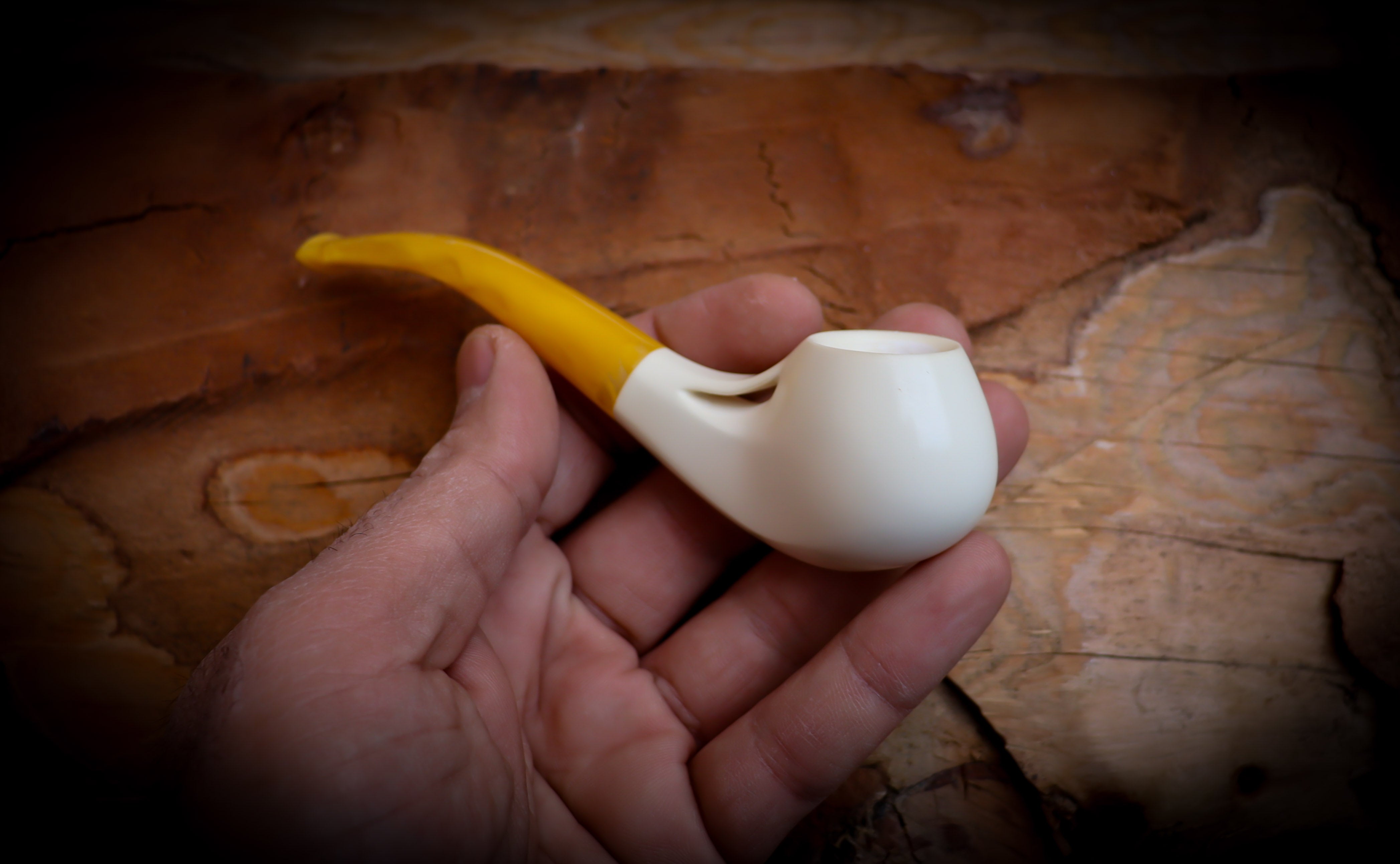 Smooth Special Handmade Freehand Block Meerschaum Pipe With Leather Case- Astaş Meerschaum
