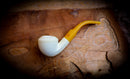 Rhodesian Meerschaum, Smooth Special Handmade Squat Bulldog Meerschaum Pipe With Leather Case- Astaş Meerschaum