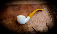 Rhodesian Meerschaum, Smooth Special Handmade Squat Bulldog Meerschaum Pipe With Leather Case- Astaş Meerschaum