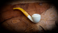 Rhodesian Meerschaum, Smooth Special Handmade Squat Bulldog Meerschaum Pipe With Leather Case- Astaş Meerschaum