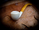 Rhodesian Meerschaum, Smooth Special Handmade Squat Bulldog Meerschaum Pipe With Leather Case- Astaş Meerschaum