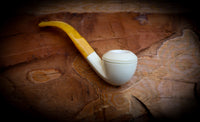 Rhodesian Meerschaum, Smooth Special Handmade Squat Bulldog Meerschaum Pipe With Leather Case- Astaş Meerschaum
