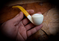 Rhodesian Meerschaum, Smooth Special Handmade Squat Bulldog Meerschaum Pipe With Leather Case- Astaş Meerschaum