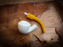 Rhodesian Meerschaum, Smooth Special Handmade Squat Bulldog Meerschaum Pipe With Leather Case- Astaş Meerschaum