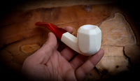 Smooth Special Handmade Panel Block Meerschaum Pipe With Leather Case- Astaş Meerschaum