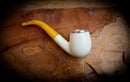 Silver Smooth Special Handmade Bent Block Meerschaum Pipe With Leather Case- Astaş Meerschaum