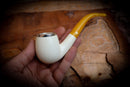 Silver Smooth Special Handmade Bent Block Meerschaum Pipe With Leather Case- Astaş Meerschaum