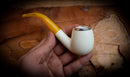 Silver Smooth Special Handmade Bent Block Meerschaum Pipe With Leather Case- Astaş Meerschaum