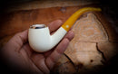 Silver Smooth Special Handmade Bent Block Meerschaum Pipe With Leather Case- Astaş Meerschaum