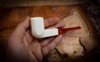 Smooth Special Handmade Panel Block Meerschaum Pipe With Leather Case- Astaş Meerschaum
