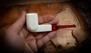 Smooth Special Handmade Panel Block Meerschaum Pipe With Leather Case- Astaş Meerschaum