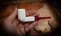 Smooth Special Handmade Panel Block Meerschaum Pipe With Leather Case- Astaş Meerschaum