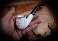9MM Meerschaum, Silver Embriodered Special Handmade Bent Block Meerschaum Pipe With Leather Box- Astaş Meerschaum