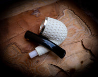 9MM Meerschaum, Silver Embriodered Special Handmade Bent Block Meerschaum Pipe With Leather Box- Astaş Meerschaum