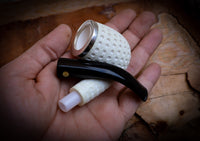9MM Meerschaum, Silver Embriodered Special Handmade Bent Block Meerschaum Pipe With Leather Box- Astaş Meerschaum
