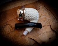 9MM Filtered Silver Cover Embriodered Special Handmade Half Bent Block Meerschaum Pipe With Leather Box-Astaş Meerschaum