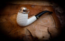 9MM Filtered Silver Cover Embriodered Special Handmade Half Bent Block Meerschaum Pipe With Leather Box-Astaş Meerschaum