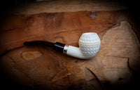 Silver Embriodered Special Handmade Bulldog Meerschaum Pipe With Leather Case-Astaş Meerschaum