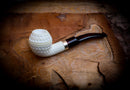 Silver Embriodered Special Handmade Bulldog Meerschaum Pipe With Leather Case-Astaş Meerschaum
