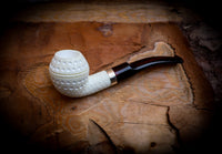 Silver Embriodered Special Handmade Bulldog Meerschaum Pipe With Leather Case-Astaş Meerschaum