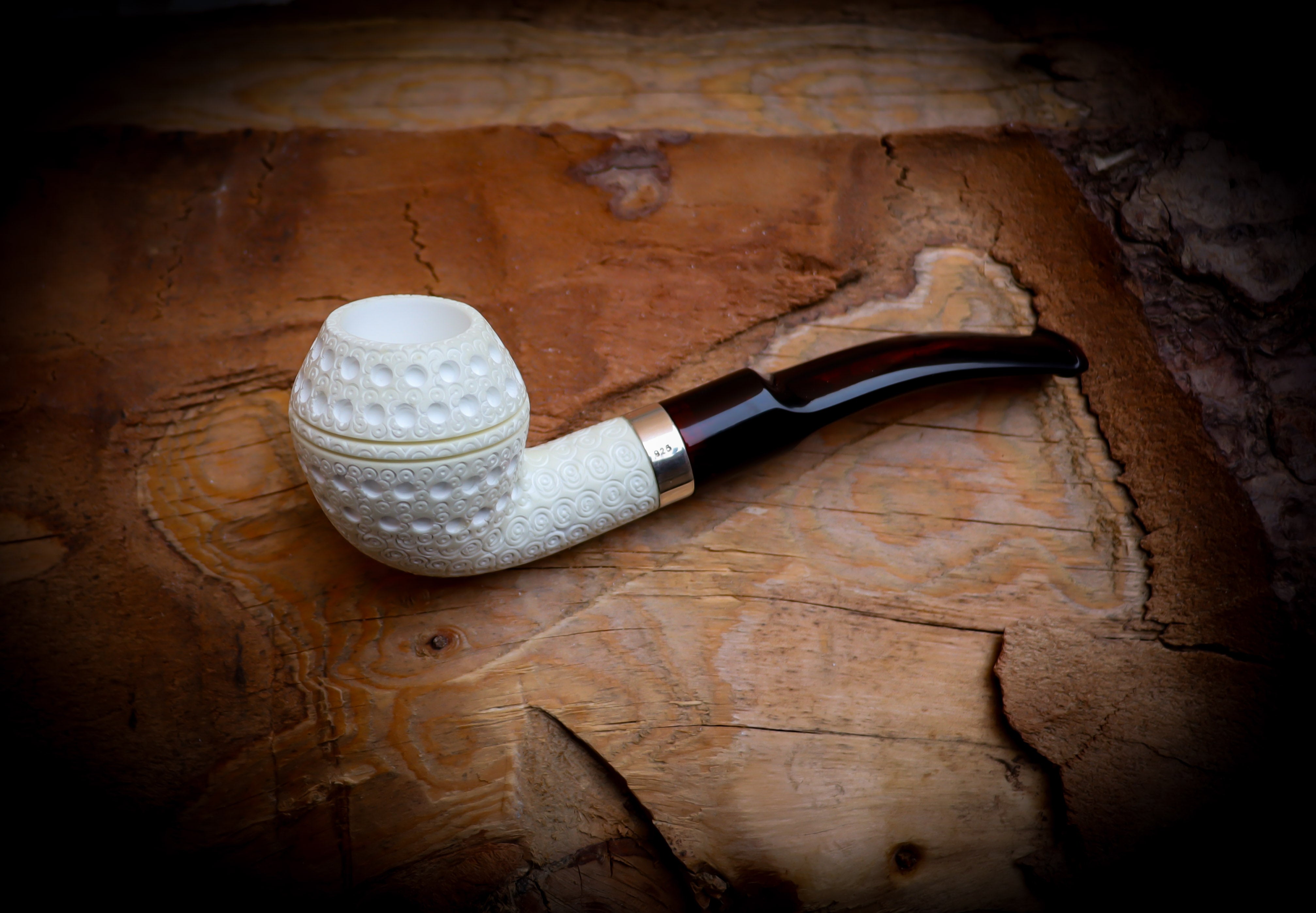 Silver Embriodered Special Handmade Bulldog Meerschaum Pipe With Leather Case-Astaş Meerschaum