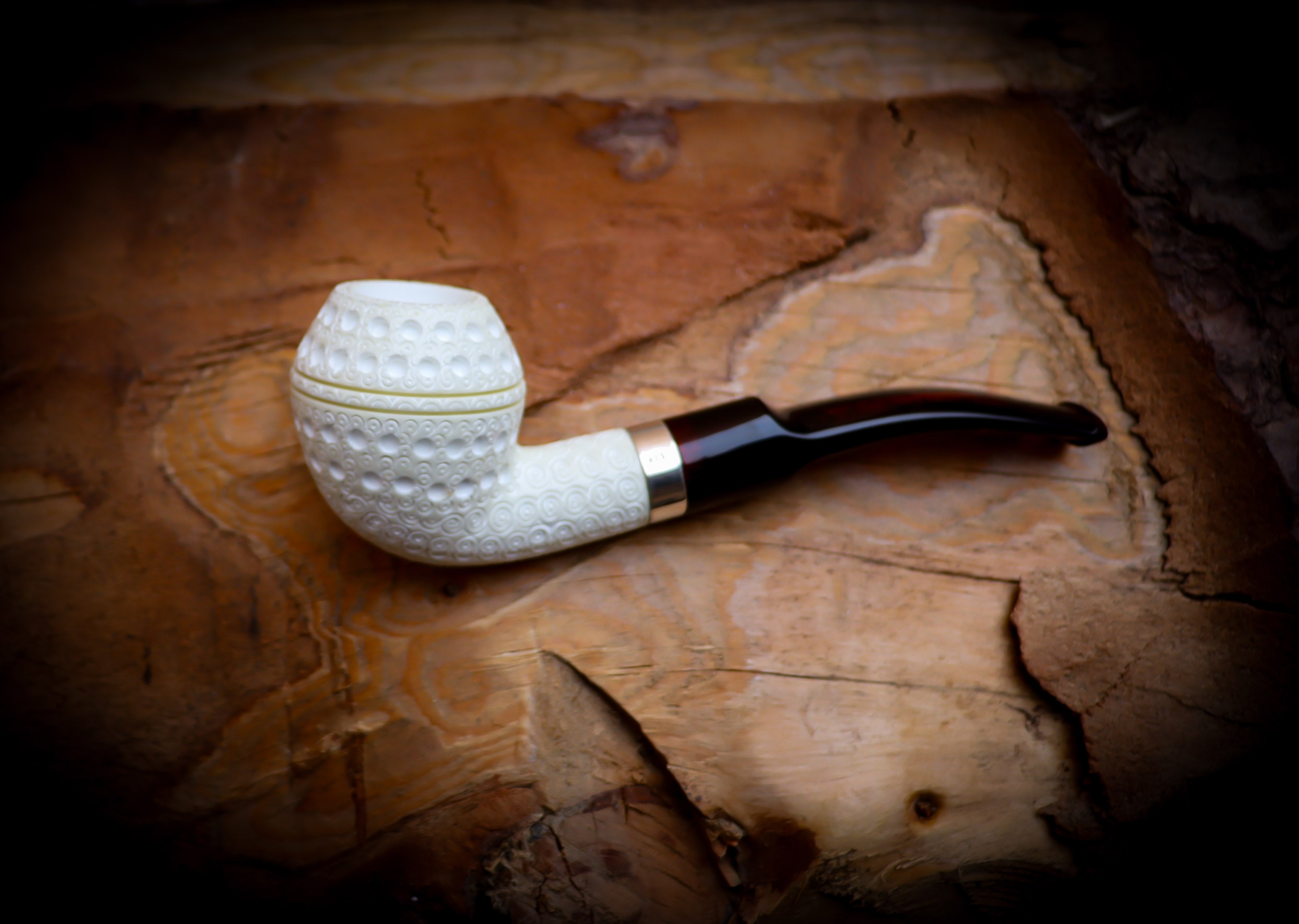 Silver Embriodered Special Handmade Bulldog Meerschaum Pipe With Leather Case-Astaş Meerschaum