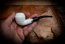 Silver Embriodered Special Handmade Bulldog Meerschaum Pipe With Leather Case-Astaş Meerschaum