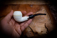 Silver Embriodered Special Handmade Bulldog Meerschaum Pipe With Leather Case-Astaş Meerschaum