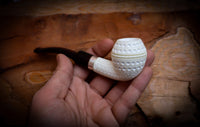 Silver Embriodered Special Handmade Bulldog Meerschaum Pipe With Leather Case-Astaş Meerschaum