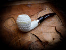 Silver Embriodered Special Handmade Bulldog Meerschaum Pipe With Leather Case-Astaş Meerschaum