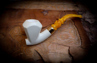 Smooth Special Handmade Large Size Freehand Panel Block Meerschaum Pipe With Leather Box- Astaş Meerschaum