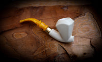 Smooth Special Handmade Large Size Freehand Panel Block Meerschaum Pipe With Leather Box- Astaş Meerschaum