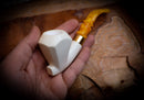 Smooth Special Handmade Large Size Freehand Panel Block Meerschaum Pipe With Leather Box- Astaş Meerschaum
