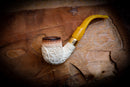 Calcined Floral Patterned Meerschaum Pipe With Leather Box-Astaş Meerschaum
