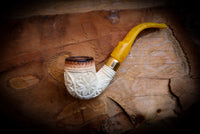 Calcined Floral Patterned Meerschaum Pipe With Leather Box-Astaş Meerschaum