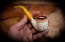 Calcined Floral Patterned Meerschaum Pipe With Leather Box-Astaş Meerschaum