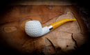 Silver Embriodered Special Handmade Apple Block Meerschaum Pipe With Leather Case- Astaş Meerschaum
