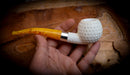 Silver Embriodered Special Handmade Apple Block Meerschaum Pipe With Leather Case- Astaş Meerschaum