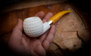 Silver Embriodered Special Handmade Apple Block Meerschaum Pipe With Leather Case- Astaş Meerschaum
