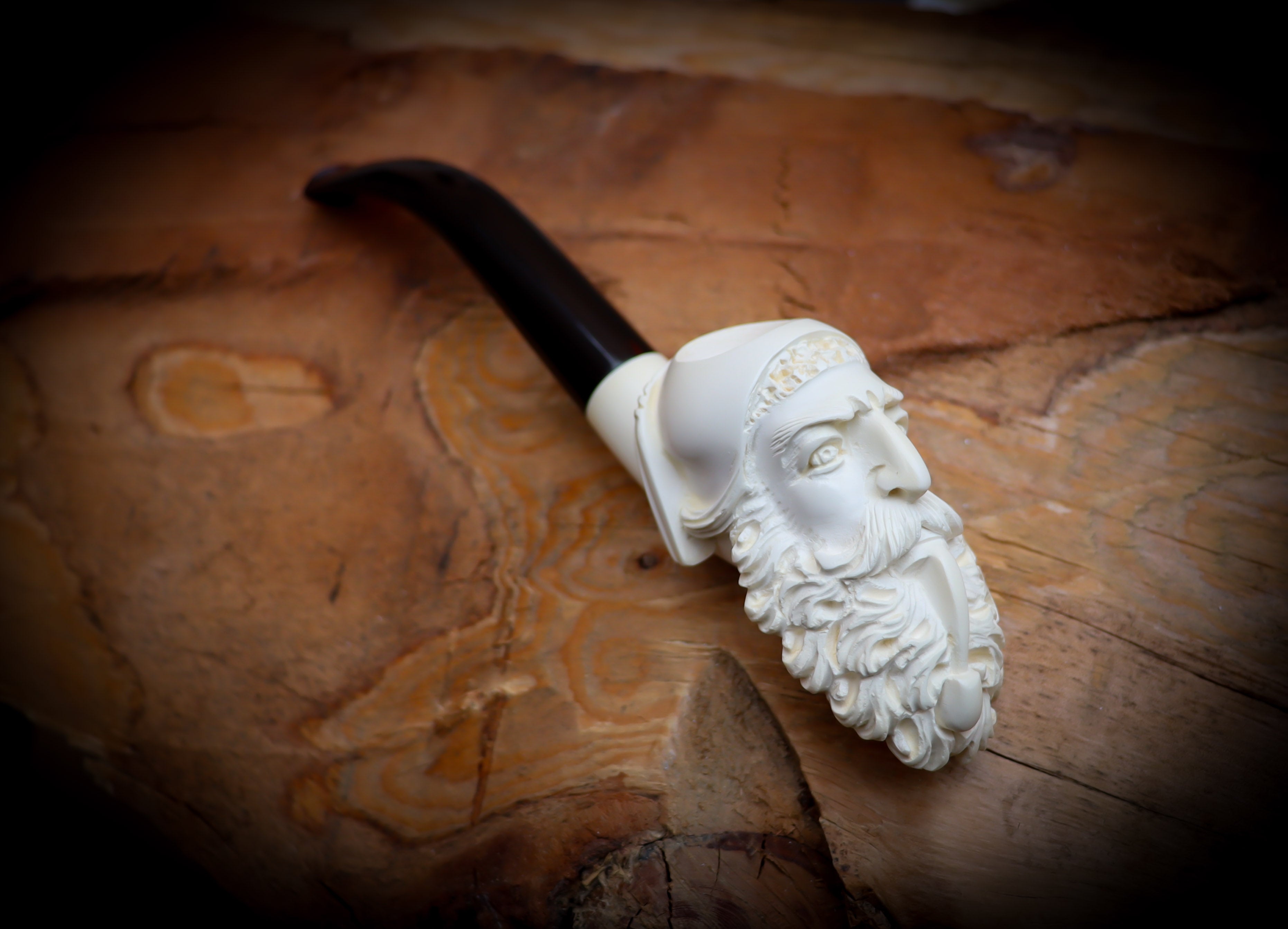 Special Handmade Dunhill Patterned Block Meerschaum Pipe With Leather Box