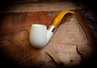 Translucent A+++,9MM Filtered Silver Spigot Smooth Special Handmade Bent Apple Block Meerschaum Pipe With Leather Box-Astaş Meerschaum