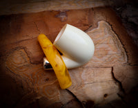 Translucent A+++,9MM Filtered Silver Spigot Smooth Special Handmade Bent Apple Block Meerschaum Pipe With Leather Box-Astaş Meerschaum