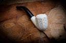 Embriodered Special Handmade Panel Block Meerschaum Pipe With Leather Case- Astaş Meerschaum