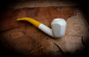 Smooth Special Handmade Panel Premium Block Meerschaum Pipe With Leather Case- Astaş Meerschaum