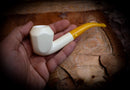 Smooth Special Handmade Panel Premium Block Meerschaum Pipe With Leather Case- Astaş Meerschaum