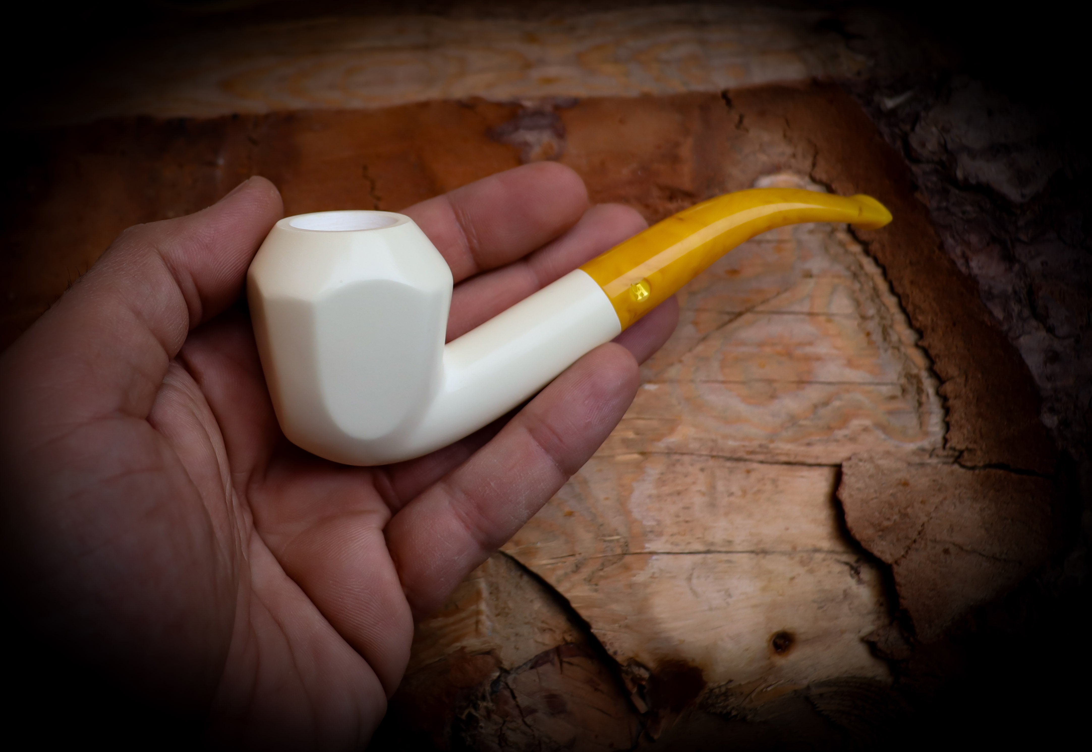 Smooth Special Handmade Panel Premium Block Meerschaum Pipe With Leather Case- Astaş Meerschaum