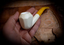 Smooth Special Handmade Panel Premium Block Meerschaum Pipe With Leather Case- Astaş Meerschaum