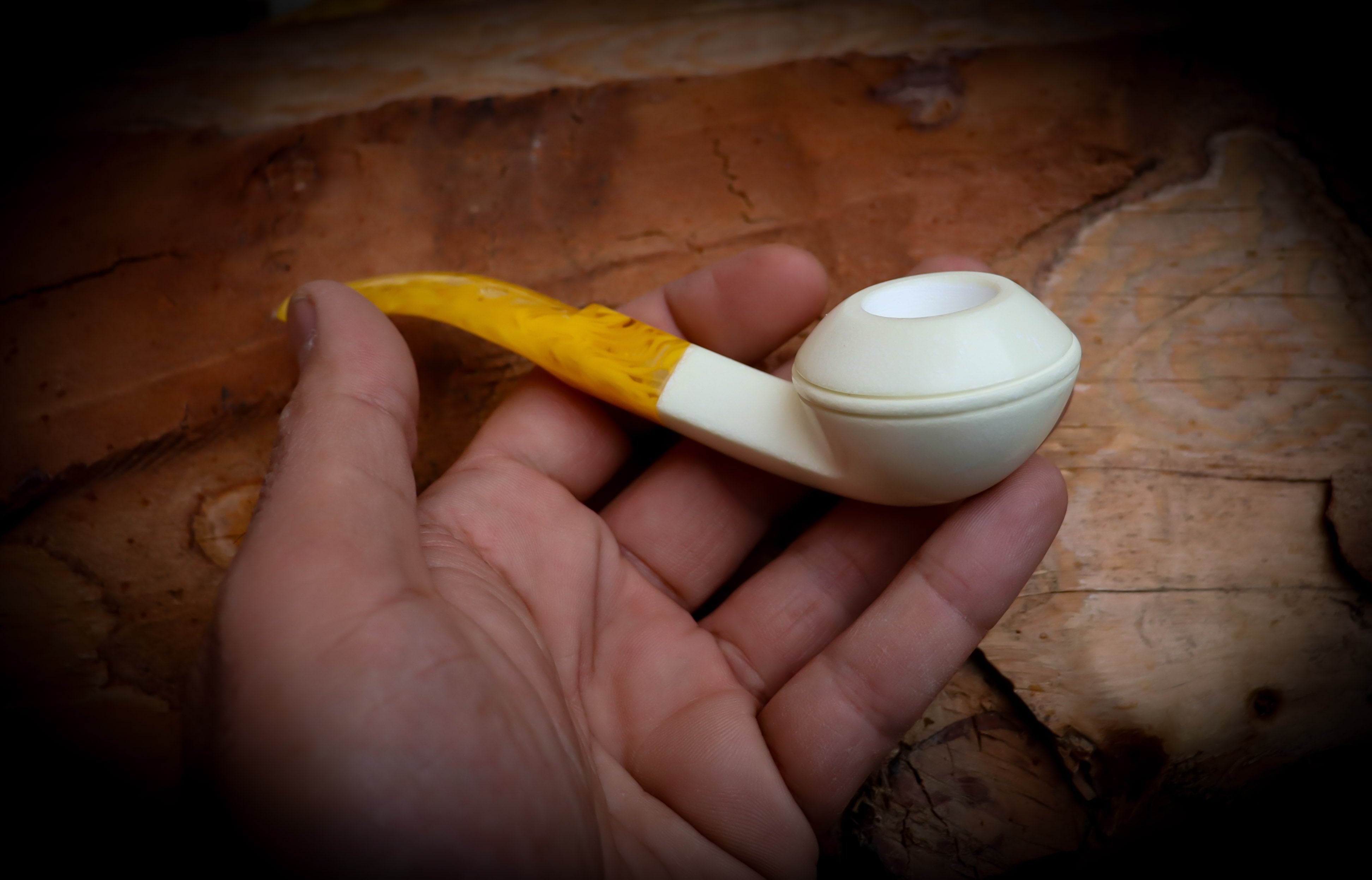 Handmade Rhodesian Premium Block Meerschaum Pipe With Leather Case- Astaş Meerschaum