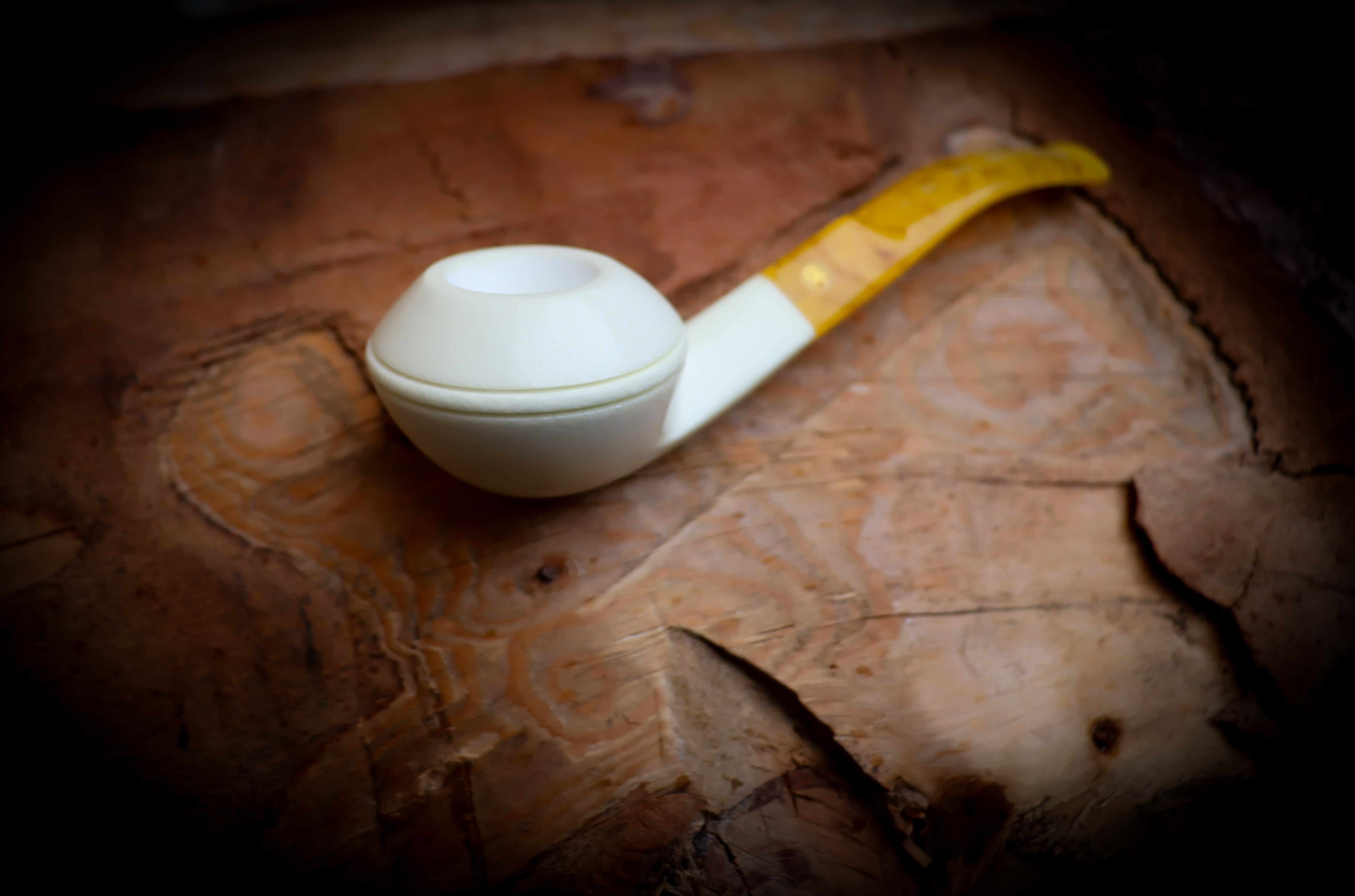 Handmade Rhodesian Premium Block Meerschaum Pipe With Leather Case- Astaş Meerschaum